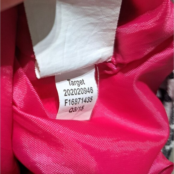 Boho tote bag black white multicolor geometric design rope handle pink interior - Picture 8 of 8